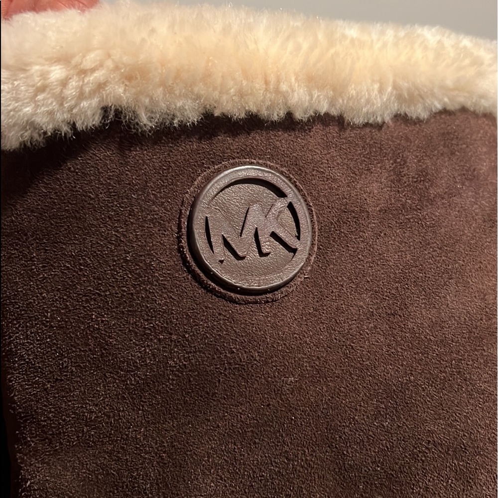 New Michael kors MK Shearling Winter Bootie Ankle boots suede sheep fur brown - Picture 3 of 8
